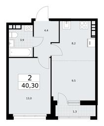 1-BD Apartment Sale, 40.3平方米 at Rodniye Kvartaly, Kvartal № 33, Marushkinskoye Settlement, Moscow, Russia #2