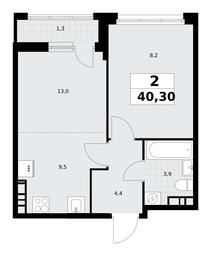 1-BD Apartment Sale, 40.3平方米 at Rodniye Kvartaly, Kvartal № 33, Marushkinskoye Settlement, Moscow, Russia #4