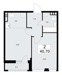 1-BD Apartment Sale, 40.7平方米 at Rodniye Kvartaly, Kvartal № 33, Marushkinskoye Settlement, Moscow, Russia #4