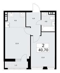 1-BD Apartment Sale, 40.7平方米 at Rodniye Kvartaly, Kvartal № 33, Marushkinskoye Settlement, Moscow, Russia #2 1-BD Apartment Sale, 40.7平方米 at Rodniye Kvartaly, Kvartal № 33, Marushkinskoye Settlement, Moscow, Russia #2