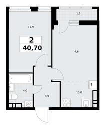 1-BD Apartment Sale, 40.7平方米 at Rodniye Kvartaly, Kvartal № 33, Marushkinskoye Settlement, Moscow, Russia #4