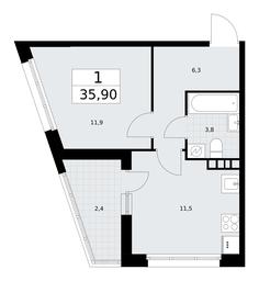 Apartment Sale, 35.9平方米 at Rodniye Kvartaly, Kvartal № 33, Marushkinskoye Settlement, Moscow, Russia #3 Apartment Sale, 35.9平方米 at Rodniye Kvartaly, Kvartal № 33, Marushkinskoye Settlement, Moscow, Russia #3