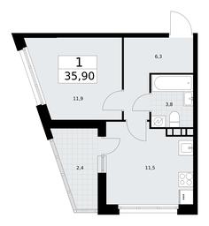 Apartment Sale, 35.9平方米 at Rodniye Kvartaly, Kvartal № 33, Marushkinskoye Settlement, Moscow, Russia #3 Apartment Sale, 35.9平方米 at Rodniye Kvartaly, Kvartal № 33, Marushkinskoye Settlement, Moscow, Russia #3