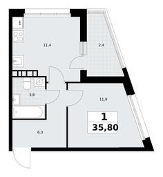 Apartment Sale, 35.8平方米 at Rodniye Kvartaly, Kvartal № 33, Marushkinskoye Settlement, Moscow, Russia #4