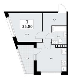 Apartment Sale, 35.8平方米 at Rodniye Kvartaly, Kvartal № 33, Marushkinskoye Settlement, Moscow, Russia #3 Apartment Sale, 35.8平方米 at Rodniye Kvartaly, Kvartal № 33, Marushkinskoye Settlement, Moscow, Russia #3