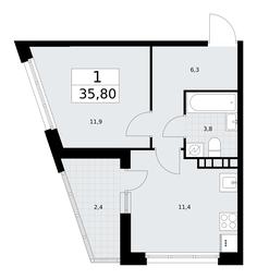 Apartment Sale, 35.8平方米 at Rodniye Kvartaly, Kvartal № 33, Marushkinskoye Settlement, Moscow, Russia #3 Apartment Sale, 35.8平方米 at Rodniye Kvartaly, Kvartal № 33, Marushkinskoye Settlement, Moscow, Russia #3
