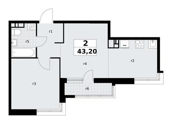 1-BD Apartment Sale, 43.2平方米 at Rodniye Kvartaly, Kvartal № 33, Marushkinskoye Settlement, Moscow, Russia #4