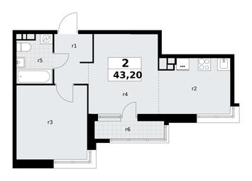 1-BD Apartment Sale, 43.2平方米 at Rodniye Kvartaly, Kvartal № 33, Marushkinskoye Settlement, Moscow, Russia #4