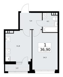 Apartment Sale, 36.9平方米 at Rodniye Kvartaly, Kvartal № 33, Marushkinskoye Settlement, Moscow, Russia #2
