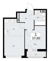 1-BD Apartment Sale, 37.6平方米 at Rodniye Kvartaly, Kvartal № 33, Marushkinskoye Settlement, Moscow, Russia #2