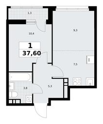 1-BD Apartment Sale, 37.6平方米 at Rodniye Kvartaly, Kvartal № 33, Marushkinskoye Settlement, Moscow, Russia #4