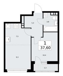 1-BD Apartment Sale, 37.6平方米 at Rodniye Kvartaly, Kvartal № 33, Marushkinskoye Settlement, Moscow, Russia #3