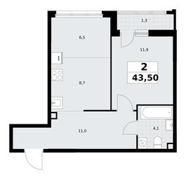1-BD Apartment Sale, 43.5平方米 at Rodniye Kvartaly, Kvartal № 33, Marushkinskoye Settlement, Moscow, Russia #4