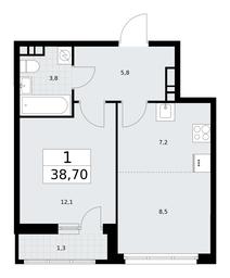 1-BD Apartment Sale, 38.7平方米 at Rodniye Kvartaly, Kvartal № 33, Marushkinskoye Settlement, Moscow, Russia #3 1-BD Apartment Sale, 38.7平方米 at Rodniye Kvartaly, Kvartal № 33, Marushkinskoye Settlement, Moscow, Russia #3