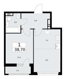 1-BD Apartment Sale, 38.7平方米 at Rodniye Kvartaly, Kvartal № 33, Marushkinskoye Settlement, Moscow, Russia #3 1-BD Apartment Sale, 38.7平方米 at Rodniye Kvartaly, Kvartal № 33, Marushkinskoye Settlement, Moscow, Russia #3