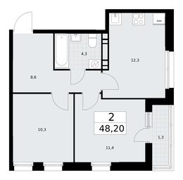 1-BD Apartment Sale, 48.2平方米 at Rodniye Kvartaly, Kvartal № 33, Marushkinskoye Settlement, Moscow, Russia #3 1-BD Apartment Sale, 48.2平方米 at Rodniye Kvartaly, Kvartal № 33, Marushkinskoye Settlement, Moscow, Russia #3