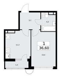 Apartment Sale, 36.6平方米 at Rodniye Kvartaly, Kvartal № 33, Marushkinskoye Settlement, Moscow, Russia #3