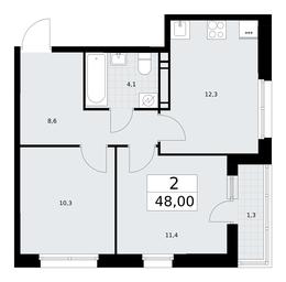 1-BD Apartment Sale, 48平方米 at Rodniye Kvartaly, Kvartal № 33, Marushkinskoye Settlement, Moscow, Russia #2 1-BD Apartment Sale, 48平方米 at Rodniye Kvartaly, Kvartal № 33, Marushkinskoye Settlement, Moscow, Russia #2