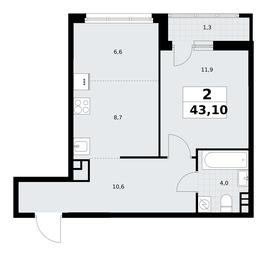 1-BD Apartment Sale, 43.1平方米 at Rodniye Kvartaly, Kvartal № 33, Marushkinskoye Settlement, Moscow, Russia #4