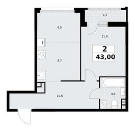 1-BD Apartment Sale, 43平方米 at Rodniye Kvartaly, Kvartal № 33, Marushkinskoye Settlement, Moscow, Russia #4