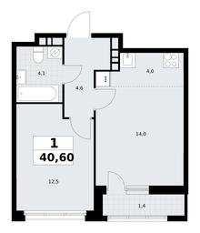 1-BD Apartment Sale, 40.6平方米 at Rodniye Kvartaly, Kvartal № 33, Marushkinskoye Settlement, Moscow, Russia #4