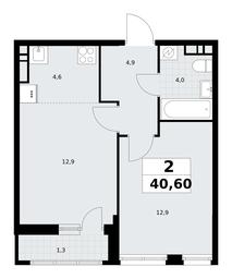 1-BD Apartment Sale, 40.6平方米 at Rodniye Kvartaly, Kvartal № 33, Marushkinskoye Settlement, Moscow, Russia #4