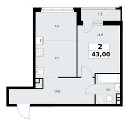1-BD Apartment Sale, 43平方米 at Rodniye Kvartaly, Kvartal № 33, Marushkinskoye Settlement, Moscow, Russia #4
