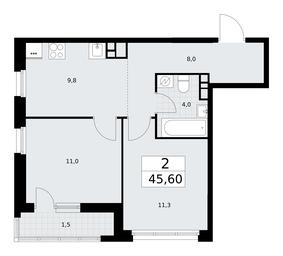 1-BD Apartment Sale, 45.6 sq. m. at Rodniye Kvartaly, Kvartal № 33, Marushkinskoye Settlement, Moscow, Russia #3 1-BD Apartment Sale, 45.6 sq. m. at Rodniye Kvartaly, Kvartal № 33, Marushkinskoye Settlement, Moscow, Russia #3