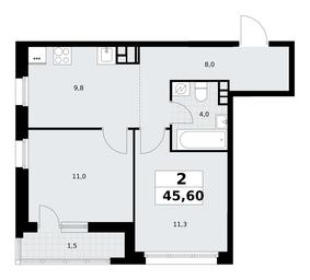 1-BD Apartment Sale, 45.6 sq. m. at Rodniye Kvartaly, Kvartal № 33, Marushkinskoye Settlement, Moscow, Russia #4