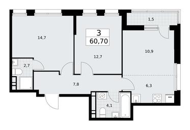 2-BD Apartment Sale, 60.7平方米 at Rodniye Kvartaly, Kvartal № 33, Marushkinskoye Settlement, Moscow, Russia #2 2-BD Apartment Sale, 60.7平方米 at Rodniye Kvartaly, Kvartal № 33, Marushkinskoye Settlement, Moscow, Russia #2