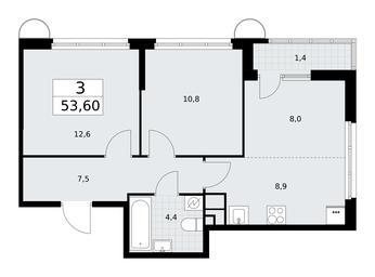 2-BD Apartment Sale, 53.6平方米 at Rodniye Kvartaly, Kvartal № 33, Marushkinskoye Settlement, Moscow, Russia #2 2-BD Apartment Sale, 53.6平方米 at Rodniye Kvartaly, Kvartal № 33, Marushkinskoye Settlement, Moscow, Russia #2