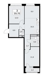 2-BD Apartment Sale, 59.7平方米 at Rodniye Kvartaly, Kvartal № 33, Marushkinskoye Settlement, Moscow, Russia #3 2-BD Apartment Sale, 59.7平方米 at Rodniye Kvartaly, Kvartal № 33, Marushkinskoye Settlement, Moscow, Russia #3