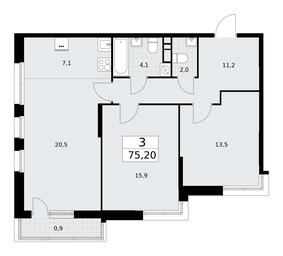 2-BD Apartment Sale, 75.2 sq. m. at Rodniye Kvartaly, Kvartal № 33, Marushkinskoye Settlement, Moscow, Russia #3 2-BD Apartment Sale, 75.2 sq. m. at Rodniye Kvartaly, Kvartal № 33, Marushkinskoye Settlement, Moscow, Russia #3