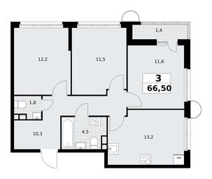 2-BD Apartment Sale, 66.5 sq. m. at Rodniye Kvartaly, Kvartal № 33, Marushkinskoye Settlement, Moscow, Russia #4