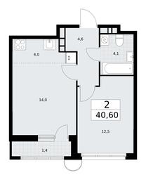 1-BD Apartment Sale, 40.6平方米 at Rodniye Kvartaly, Kvartal № 33, Marushkinskoye Settlement, Moscow, Russia #3