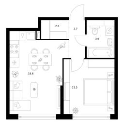 1-BD Apartment Sale, 39.8 sq. m. at Kutuzovskiy Kvartal, Ivana Franko Street, 20к1, Moscow, Russia #4