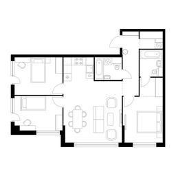 3-BD Apartment Sale, 80.3 sq. m. at Kutuzovskiy Kvartal, Ivana Franko Street, 20к1, Moscow, Russia #2