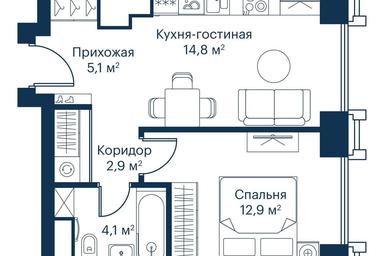 1-BD Apartment Sale, 40.2 sq. m. at City Bay, Volokolamskoye Highway, 95с3, Moscow, Russia #4