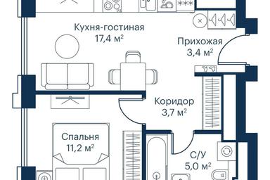 1-BD Apartment Sale, 40.9平方米 at City Bay, Volokolamskoye Highway, 95с3, Moscow, Russia #4