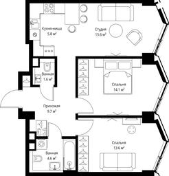 2-BD Apartment Sale, 65 sq. m. at Symphony 34, 2nd Khutorskaya Street, 38А, Moscow, Russia #3 2-BD Apartment Sale, 65 sq. m. at Symphony 34, 2nd Khutorskaya Street, 38А, Moscow, Russia #3