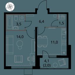 1-BD Apartment Sale, 38.4平方米 at Pervy Yuzhny, zhiloy kompleks Pervy Yuzhny, Leninskiy City District, Moscow Region, Russia #3