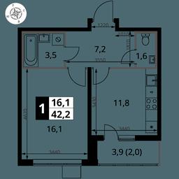 1-BD Apartment Sale, 42.2 sq. m. at Pervy Yuzhny, zhiloy kompleks Pervy Yuzhny, Leninskiy City District, Moscow Region, Russia #2