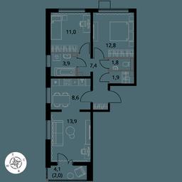 3-BD Apartment Sale, 63.3 sq. m. at Pervy Yuzhny, zhiloy kompleks Pervy Yuzhny, Leninskiy City District, Moscow Region, Russia #3 3-BD Apartment Sale, 63.3 sq. m. at Pervy Yuzhny, zhiloy kompleks Pervy Yuzhny, Leninskiy City District, Moscow Region, Russia #3