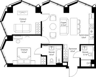 2-BD Apartment Sale, 68.6 sq. m. at Symphony 34, 2nd Khutorskaya Street, 38А, Moscow, Russia #4