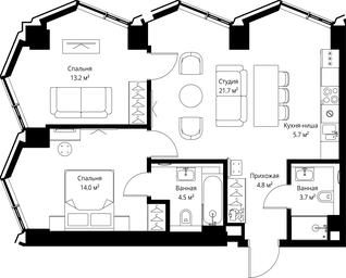 2-BD Apartment Sale, 67.6 sq. m. at Symphony 34, 2nd Khutorskaya Street, 38А, Moscow, Russia #3 2-BD Apartment Sale, 67.6 sq. m. at Symphony 34, 2nd Khutorskaya Street, 38А, Moscow, Russia #3