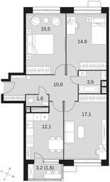 3-BD Apartment Sale, 76.9 sq. m. at Datskiy Kvartal, Datskiy Kvartal Residential Complex, posyolok Nagornoye, Mytishi Urban District, Moscow Region, Russia #3 3-BD Apartment Sale, 76.9 sq. m. at Datskiy Kvartal, Datskiy Kvartal Residential Complex, posyolok Nagornoye, Mytishi Urban District, Moscow Region, Russia #3