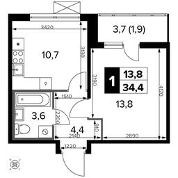 1-BD Apartment Sale, 34.3平方米 at Pervyi Leningradskiy, Pervy Leningradskiy Residential Complex, Moscow, Russia #2 1-BD Apartment Sale, 34.3平方米 at Pervyi Leningradskiy, Pervy Leningradskiy Residential Complex, Moscow, Russia #2