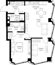 2-BD Apartment Sale, 69.8 sq. m. at Symphony 34, 2nd Khutorskaya Street, 38А, Moscow, Russia #3 2-BD Apartment Sale, 69.8 sq. m. at Symphony 34, 2nd Khutorskaya Street, 38А, Moscow, Russia #3
