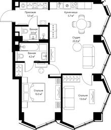 2-BD Apartment Sale, 70.2 sq. m. at Symphony 34, 2nd Khutorskaya Street, 38А, Moscow, Russia #3