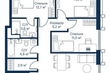 3-BD Apartment Sale, 73.9平方米 at City Bay, Volokolamskoye Highway, 95с3, Moscow, Russia #4